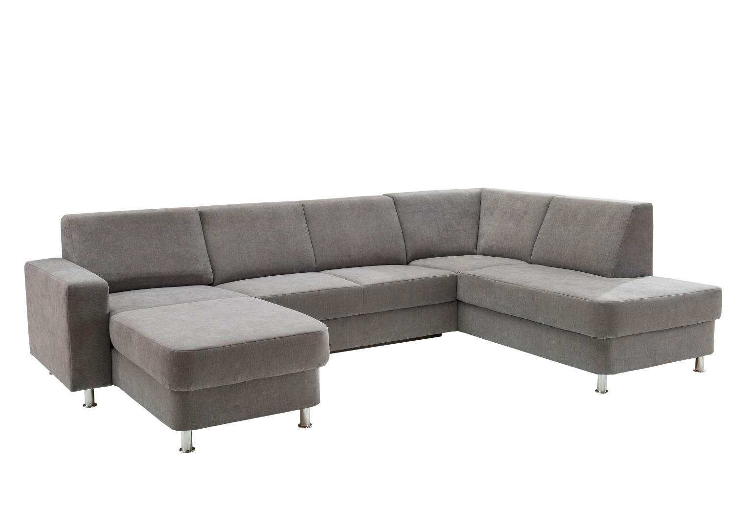 Thumbnail - Xora Wohnlandschaft, Grau, Textil, 7-Sitzer, nicht einzeln stellbar, U-Form, 301x198 cm, Goldenes M, Typenauswahl, Fußau...
