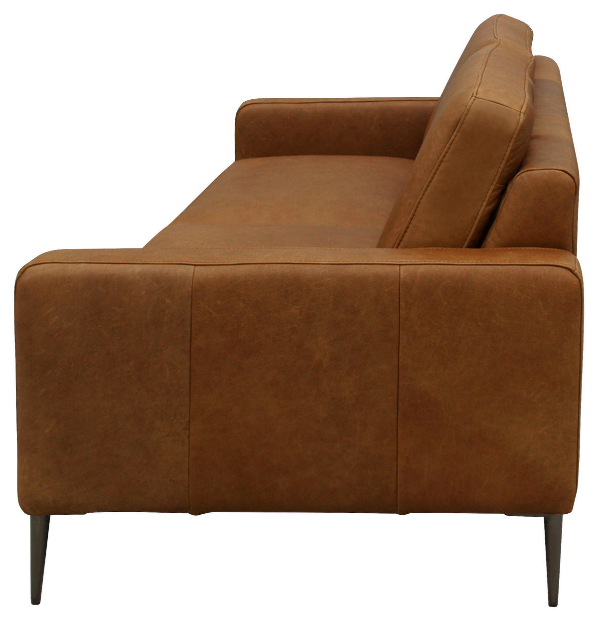 2-SITZER-SOFA in Echtleder Cognac  - Cognac/Schwarzchrom, Design, Leder/Metall (157/85/92cm) - Livetastic