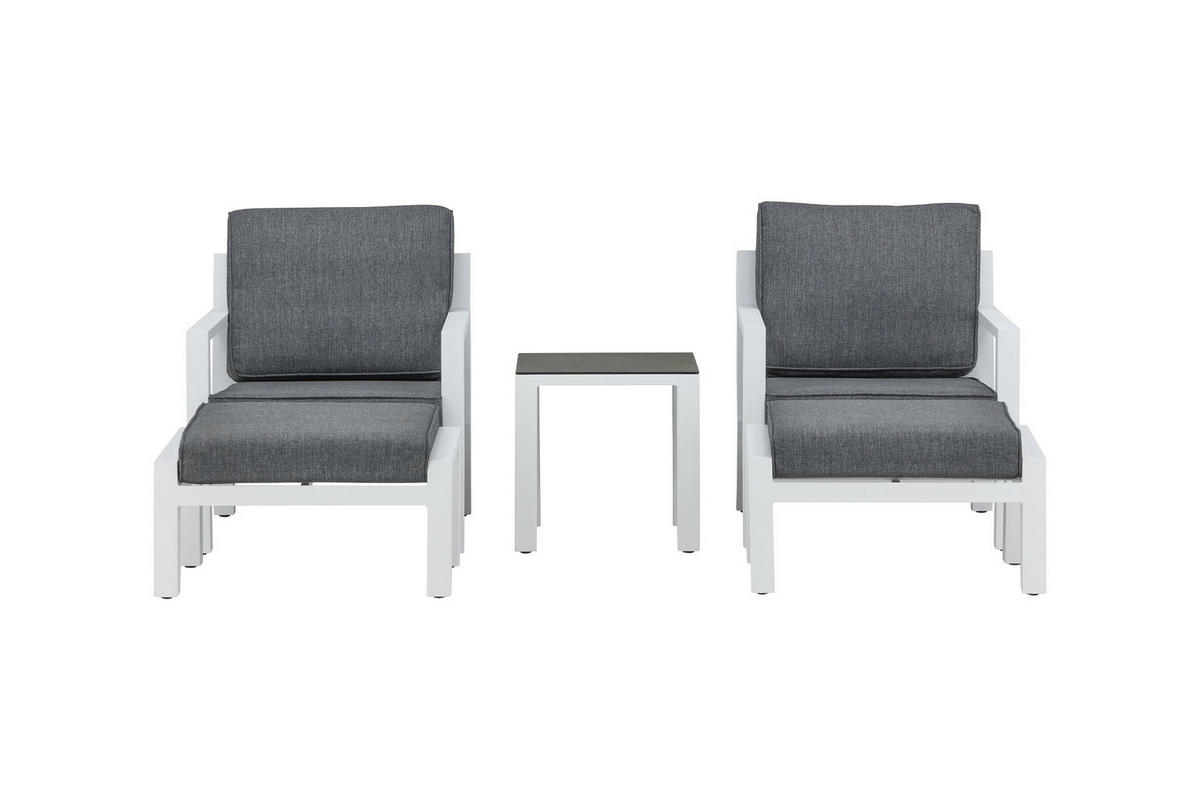 LOUNGEGRUPP 5 delar  - vit/grå, Basics, metall/textil