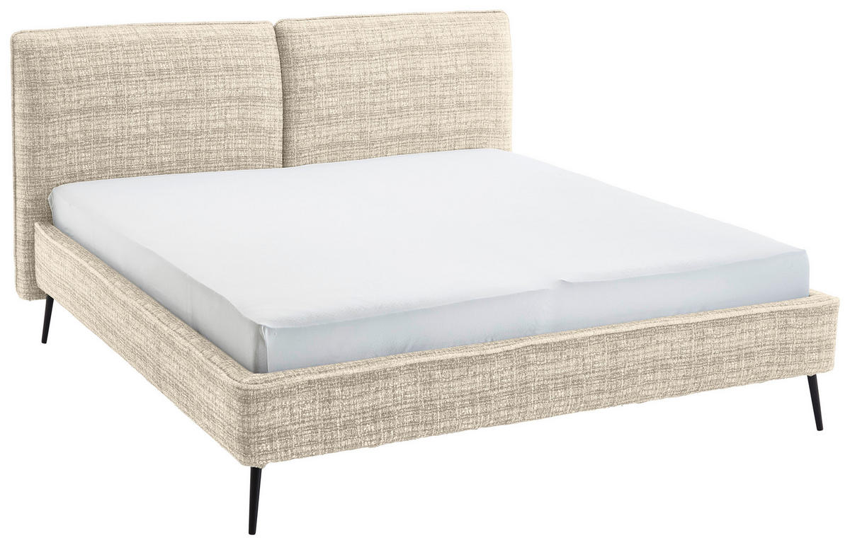 POLSTERBETT 180/200 cm  in Beige  - Beige/Schwarz, Modern, Textil/Metall (180/200cm) - Livetastic