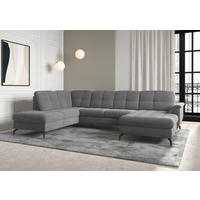 WOHNLANDSCHAFT Grau Flachgewebe  - Schwarz/Grau, MODERN, Textil/Metall (212/319/164cm) - Sit & More