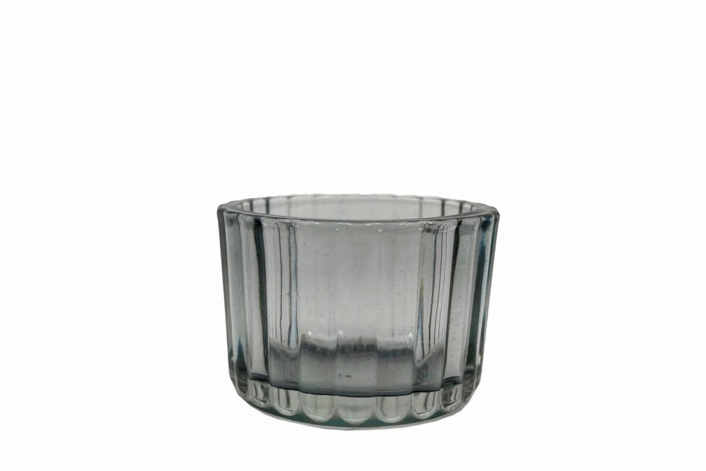 NÁDOBKA NA ČAJOVOU SVÍČKU sklo - šedá, Basics, sklo (5,6/3,8cm)