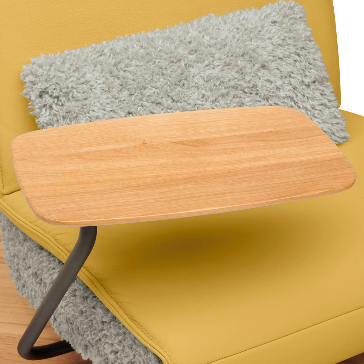 2-SITZER-SOFA  in Hochflor Echtleder Creme, Currygelb  - Currygelb/Creme, Design, Leder/Holz (240/65/104cm) - Koinor