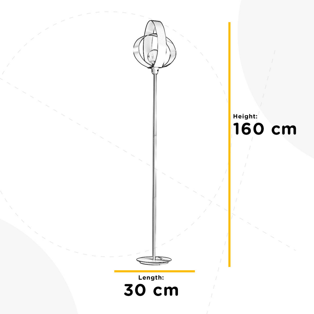 STEHLEUCHTE 30/160 cm    - Weiß, Design, Metall (30/160cm)