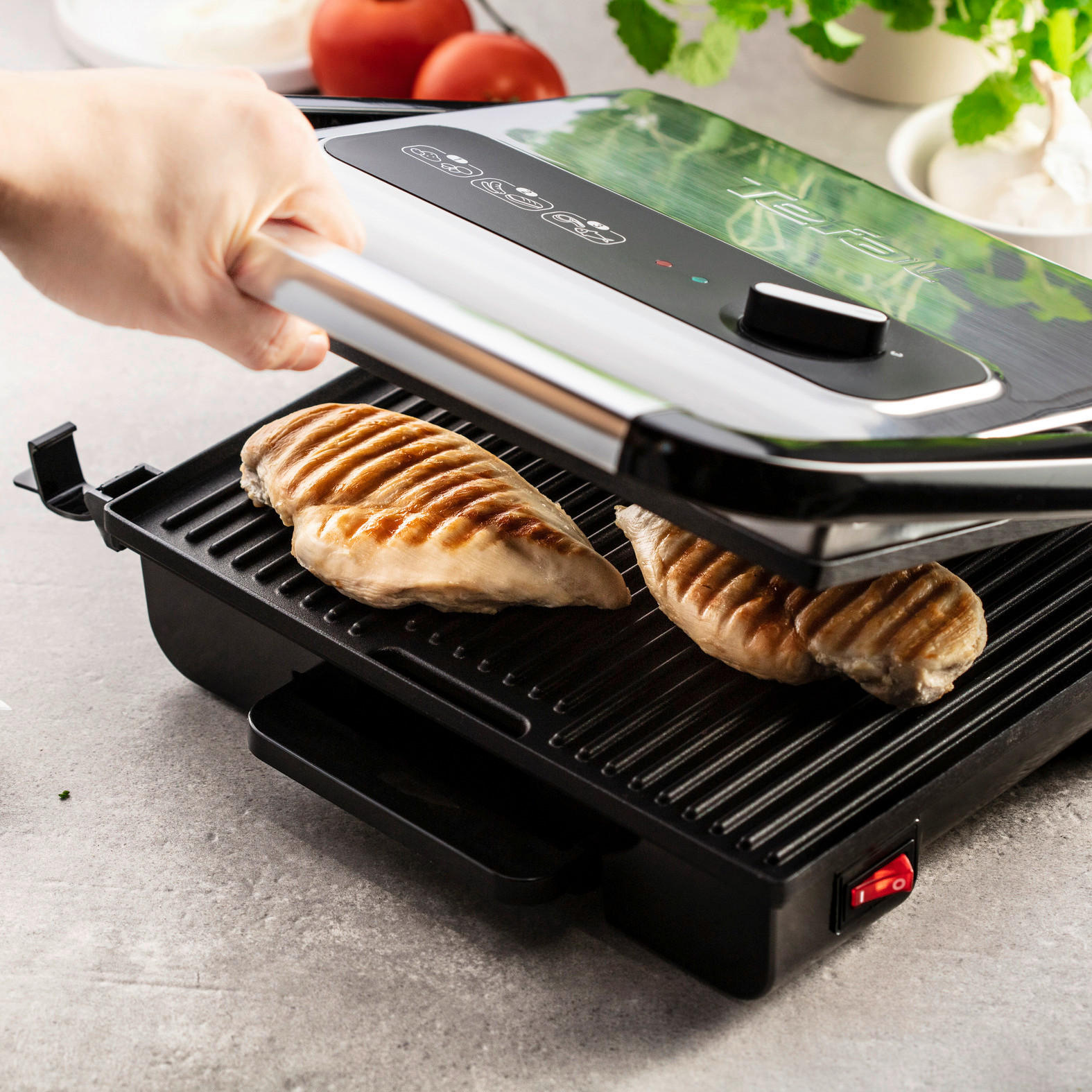 KONTAKTGRILL Inicio Adjust  - Chromfarben/Schwarz, Basics, Kunststoff/Metall (33,7/11,8cm) - Tefal
