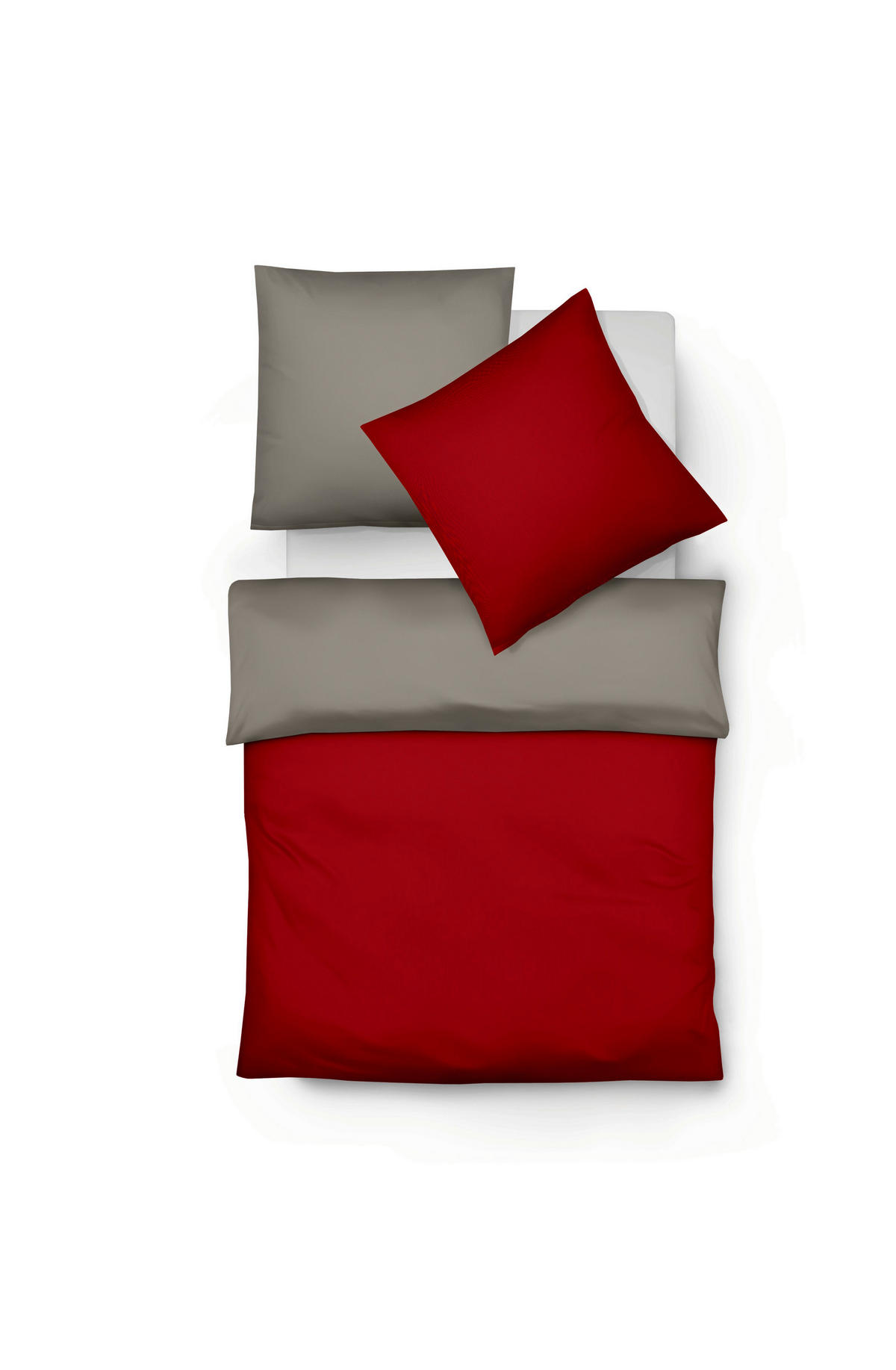 WENDEBETTWÄSCHE Lech Flanell 155/200 cm  - Anthrazit/Rot, Design, Textil (155/200cm) - Fleuresse