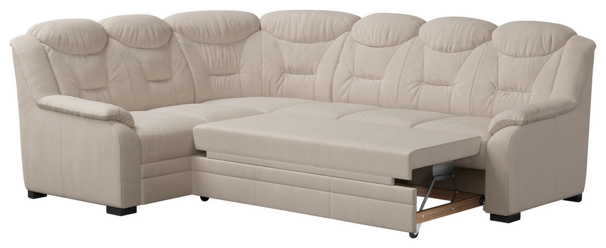 ECKSOFA Chenille Beige  - Beige/Schwarz, Basics, Kunststoff/Textil (211/263cm) - MID.YOU