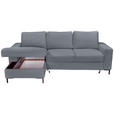 ECKSOFA Dunkelgrau Cord  - Dunkelgrau/Schwarz, KONVENTIONELL, Textil/Metall (150/240cm) - Carryhome