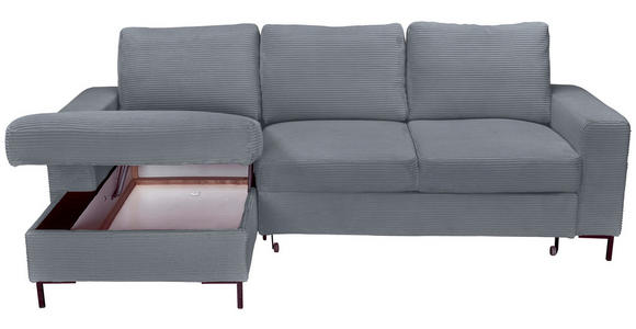 ECKSOFA Dunkelgrau Cord  - Dunkelgrau/Schwarz, KONVENTIONELL, Textil/Metall (150/240cm) - Carryhome