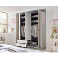 DREHTÜRENSCHRANK 180/225,5/57 cm,  in Weiß, 4-türig  - Schwarz/Weiß, KONVENTIONELL, Glas/Holzwerkstoff (180/225,5/57cm) - Xora