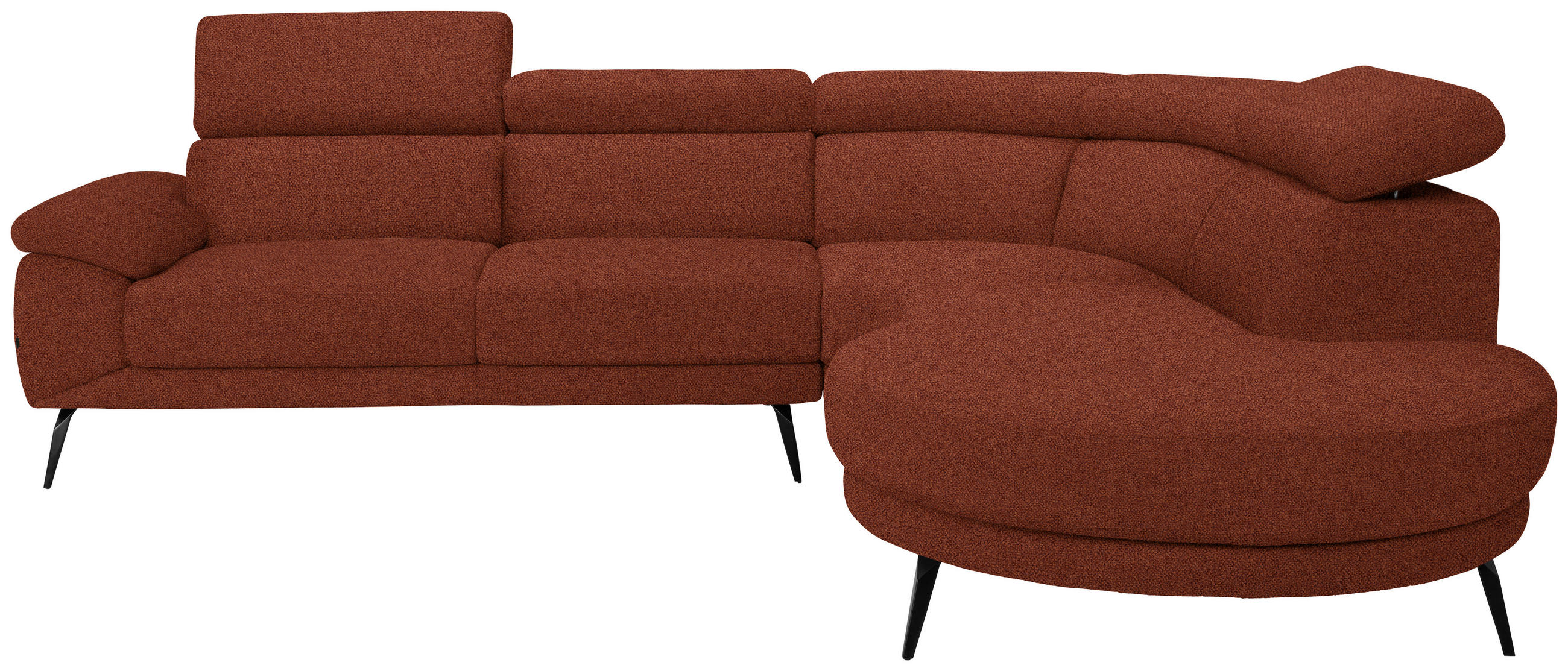 ECKSOFA Rostfarben Velours  - Rostfarben/Schwarz, Design, Textil/Metall (299/264cm) - Novel