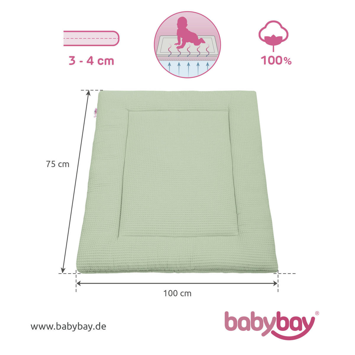 KRABBELDECKE  - Basics, Textil (100/75/3cm) - Babybay