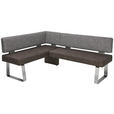 ECKBANK 156/226 cm in Grau, Edelstahlfarben - Edelstahlfarben/Grau, Design, Textil/Metall (156/226cm) - Moderano