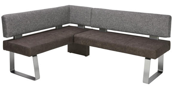 ECKBANK 156/226 cm in Grau, Edelstahlfarben - Edelstahlfarben/Grau, Design, Textil/Metall (156/226cm) - Moderano