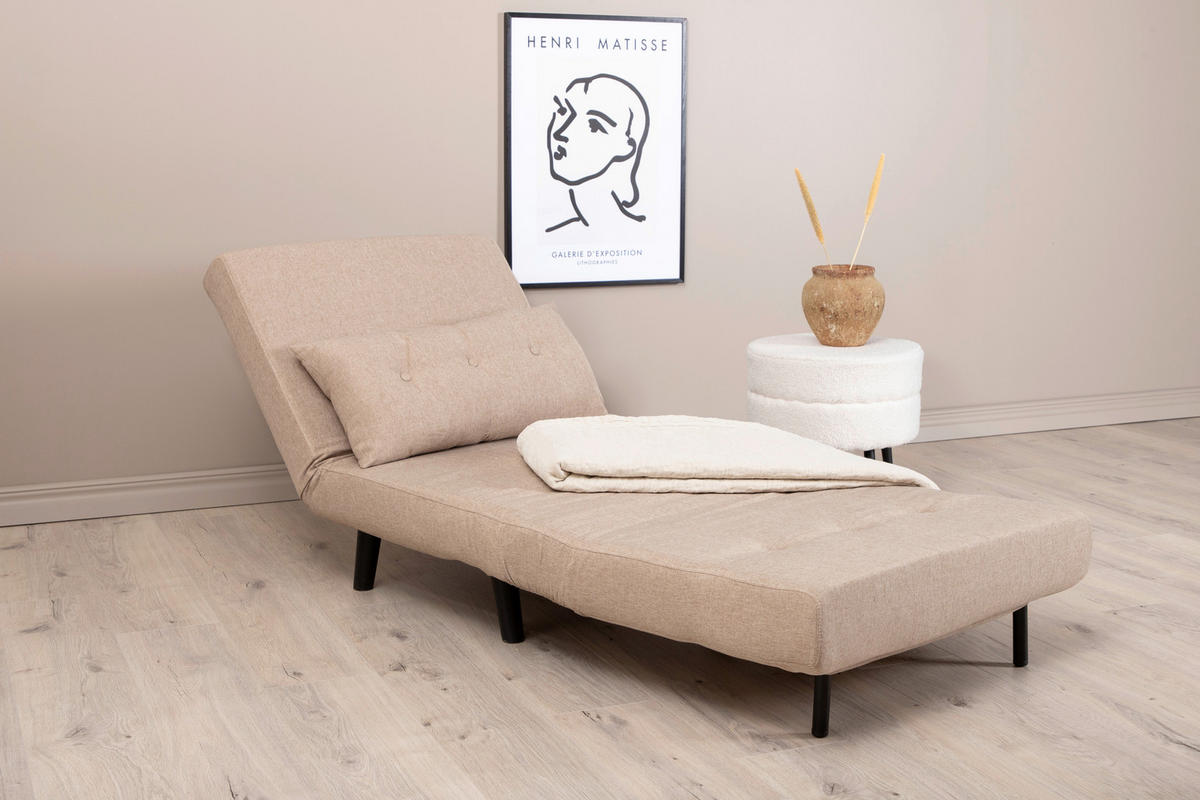 BÄDDFÅTÖLJ i textilväv svart, beige  - beige/svart, Design, metall/textil (70/88/80cm) - Livetastic