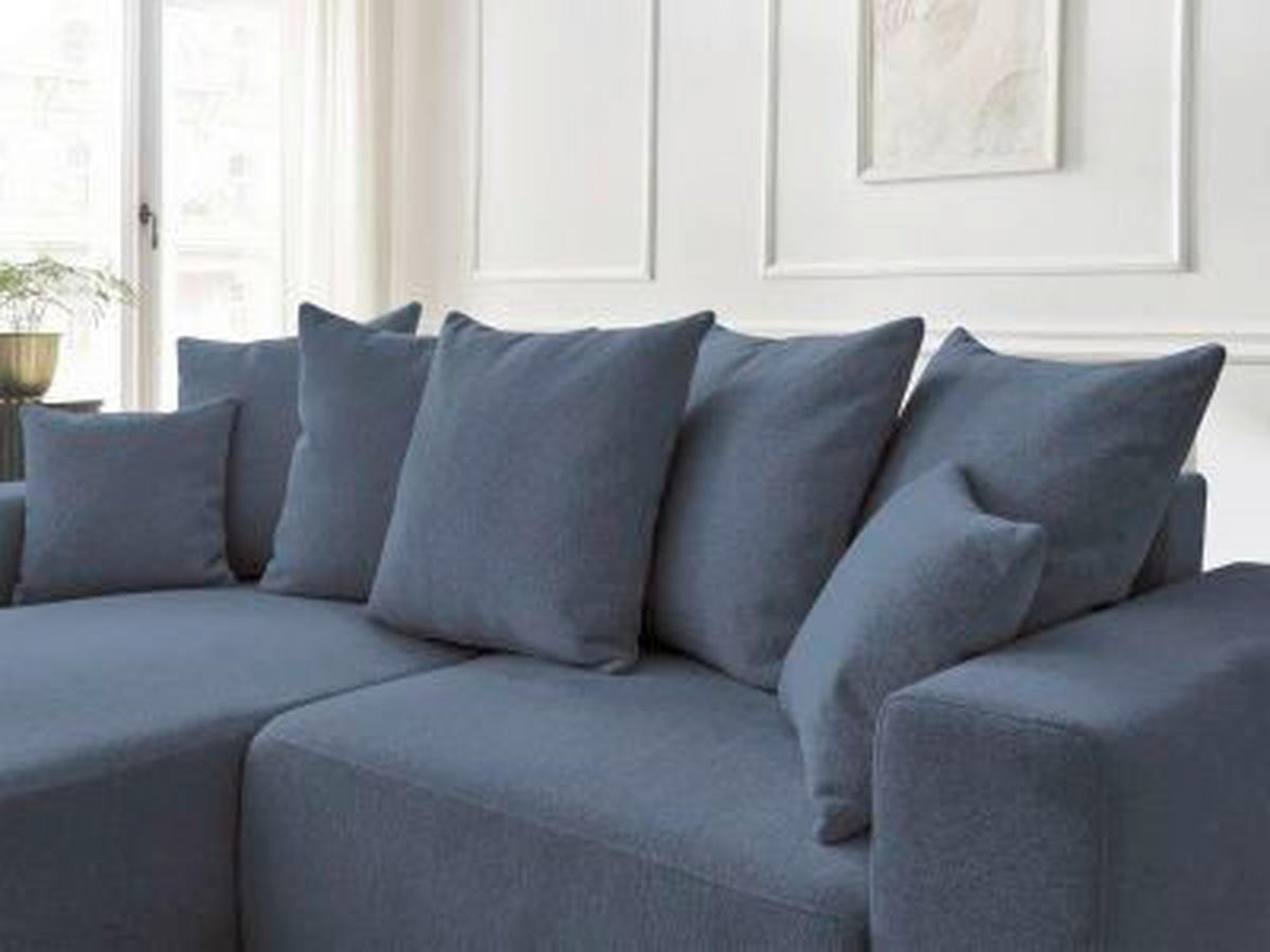 ECKSOFA Ottomane links  ATILLA Blau Flachgewebe  - Blau/Schwarz, MODERN, Kunststoff/Textil (149/244cm)