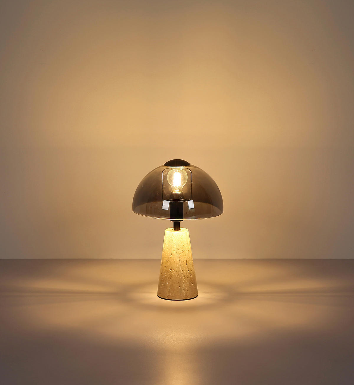 STOLNÍ LAMPA, E14, 20/31 cm  - šedá/černá, Design, kov/sklo (20/31cm) - Globo