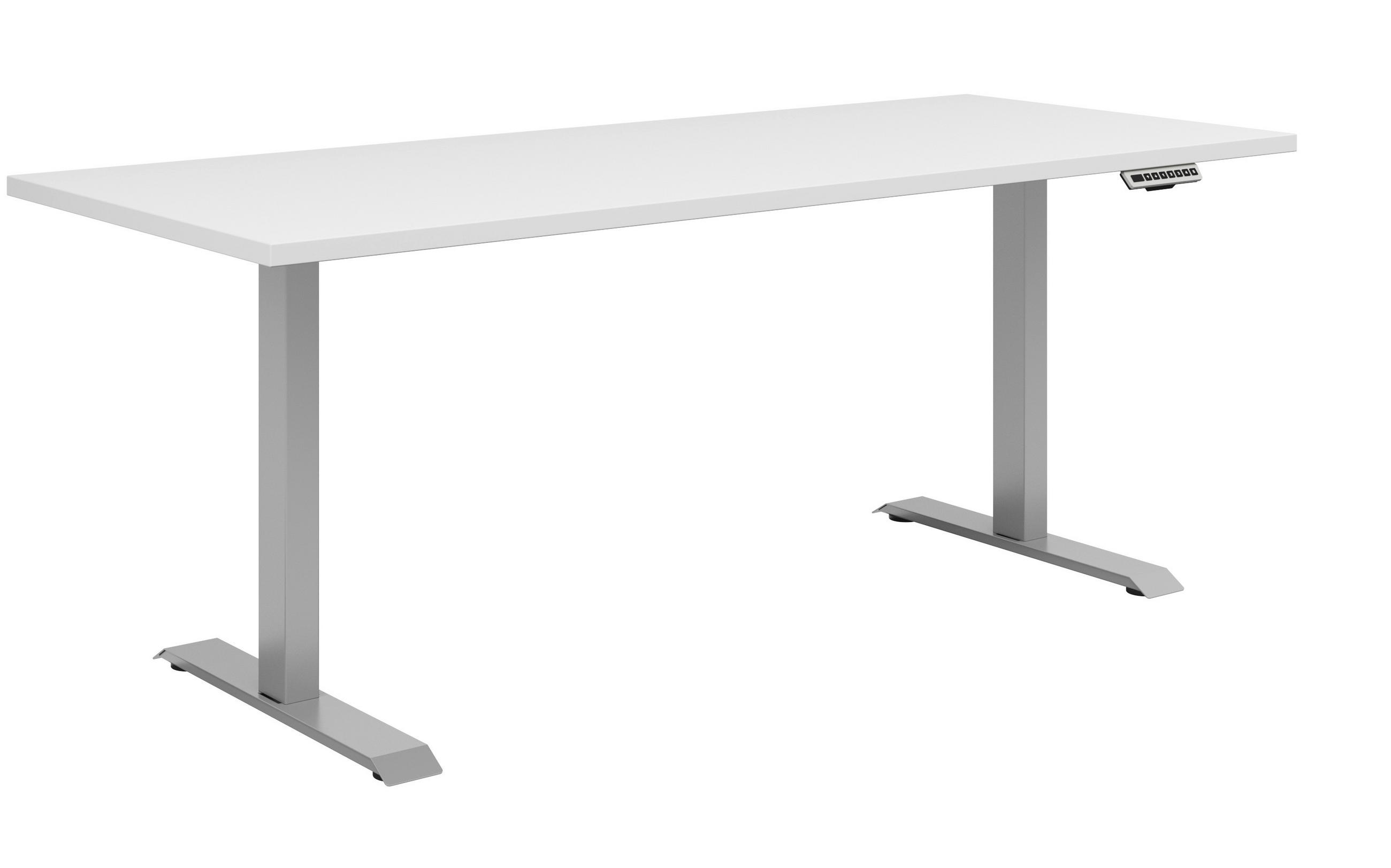 SCHREIBTISCH 175/80/72 cm  in Weiß  - Silberfarben/Weiß, KONVENTIONELL, Holzwerkstoff/Metall (175/80/72cm) - Voleo