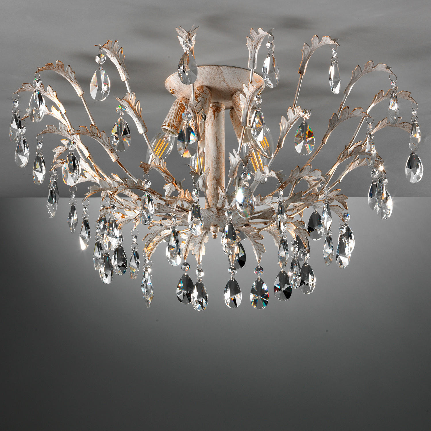 DECKENLEUCHTE 60/34 cm   - Weiß, KONVENTIONELL, Glas/Metall (60/34cm)