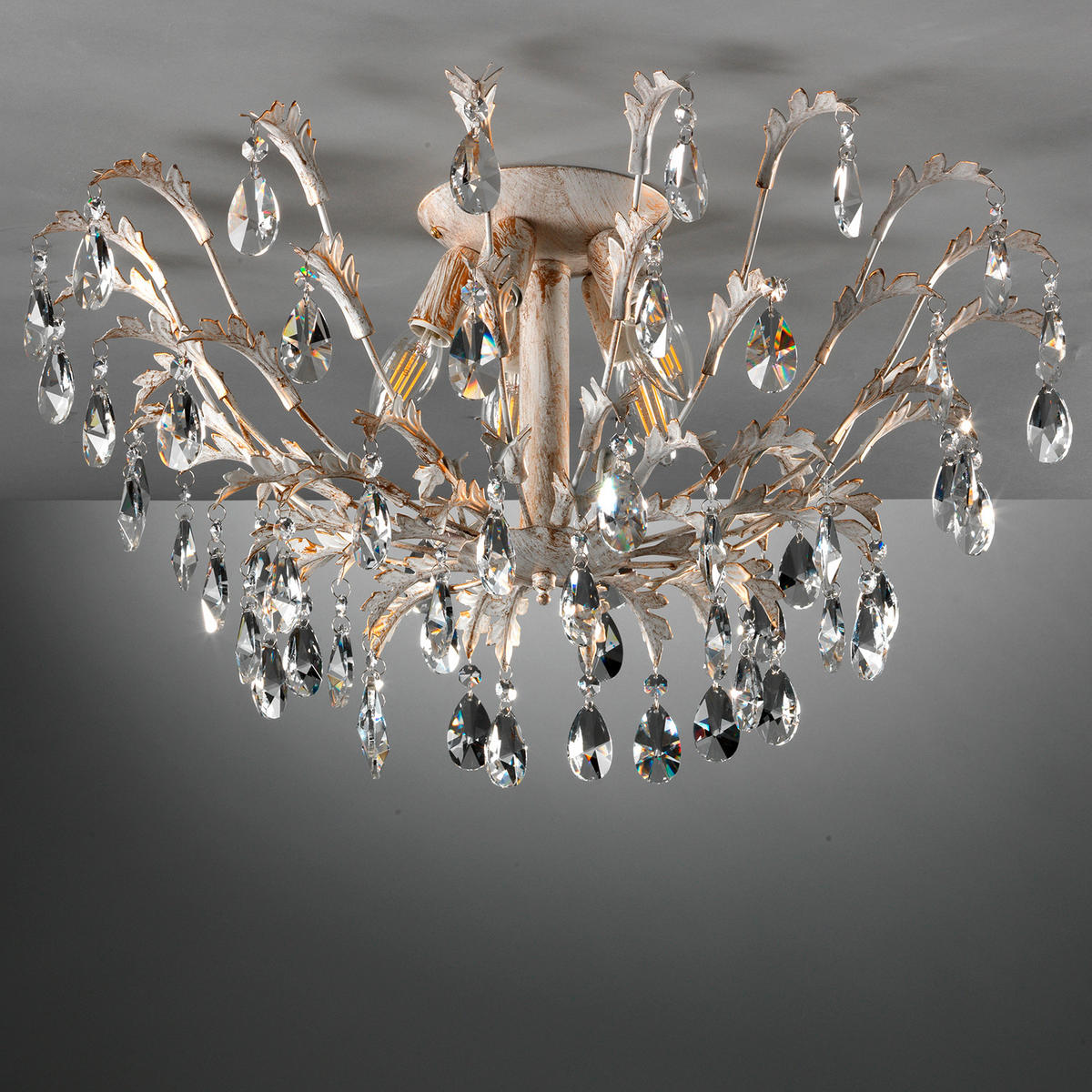 DECKENLEUCHTE  60/34 cm    - Weiß, KONVENTIONELL, Glas/Metall (60/34cm)