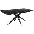 ESSTISCH in Metall, Glas 180-260/90-95/76 cm  - Schwarz, Design, Glas/Metall (180-260/90-95/76cm) - Novel