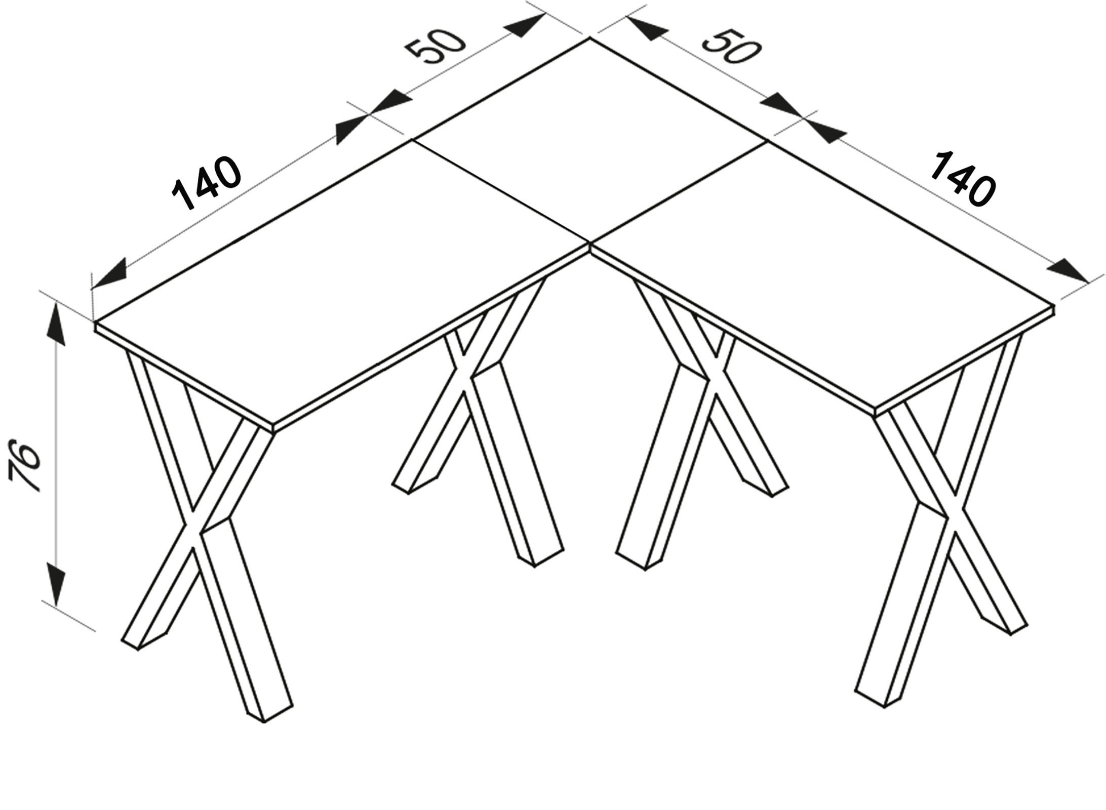 ECKSCHREIBTISCH 190/190/76 cm  in Anthrazit, Silberfarben  - Anthrazit/Silberfarben, Design, Holzwerkstoff/Metall (190/190/76cm) - MID.YOU