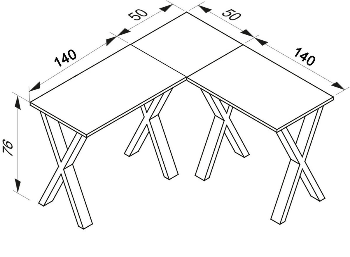 ECKSCHREIBTISCH 190/50/76 cm  in Schwarz, Honigeiche  - Honigeiche/Silberfarben, Modern, Holzwerkstoff (190/50/76cm) - MID.YOU