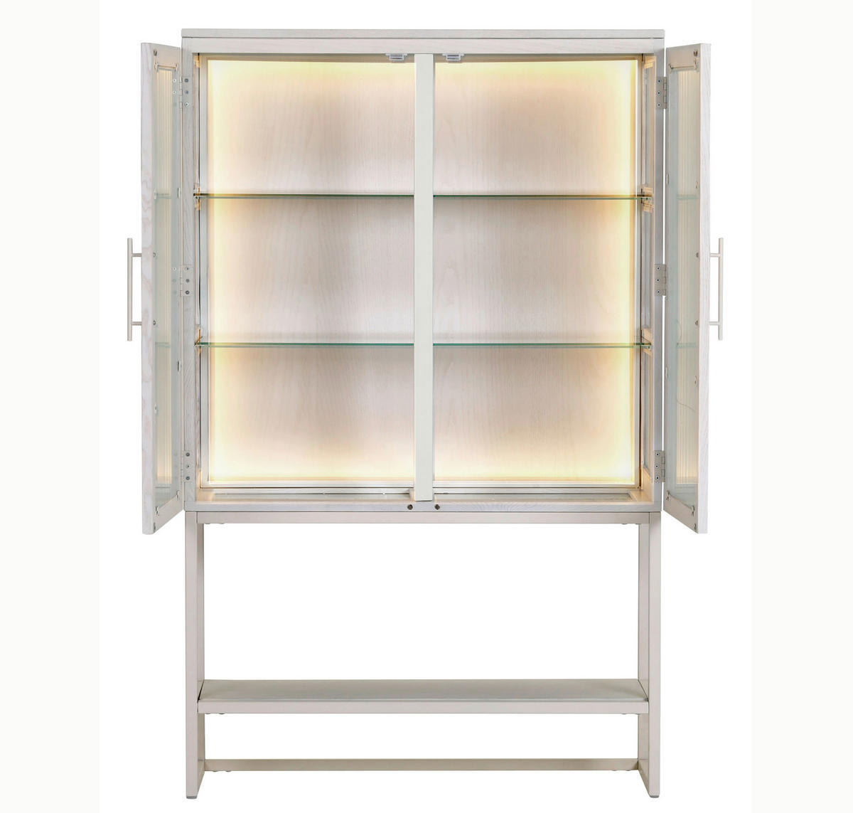 VITRINE  in furniert, massiv Esche Weiß  - Weiß, MODERN, Glas/Holz (100/160/43cm) - Lomoco