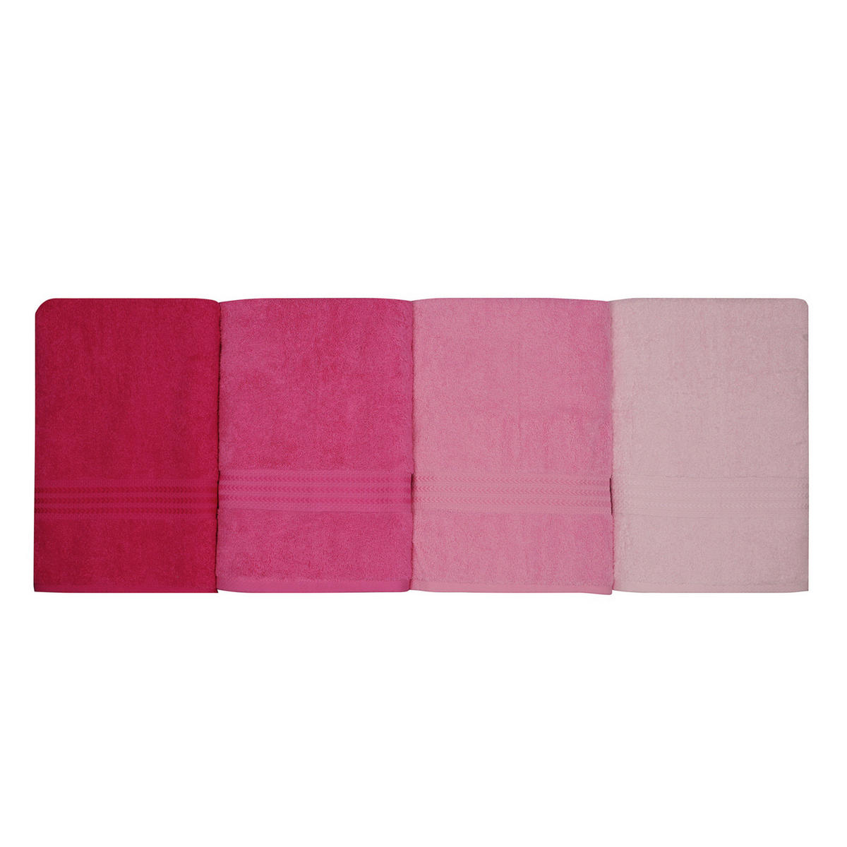 DUSCHTUCHSET Rosa, Pink, Hellrosa, Dunkelrosa 4-teilig  - Pink/Hellrosa, Basics, Textil (70/140cm)