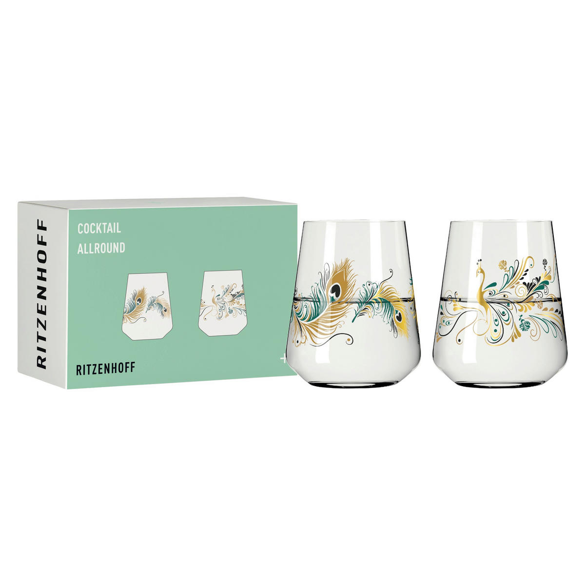 GLÄSERSET Cocktail 2-teilig  - Transparent/Goldfarben, Trend, Glas (9.2/11.0cm) - Ritzenhoff