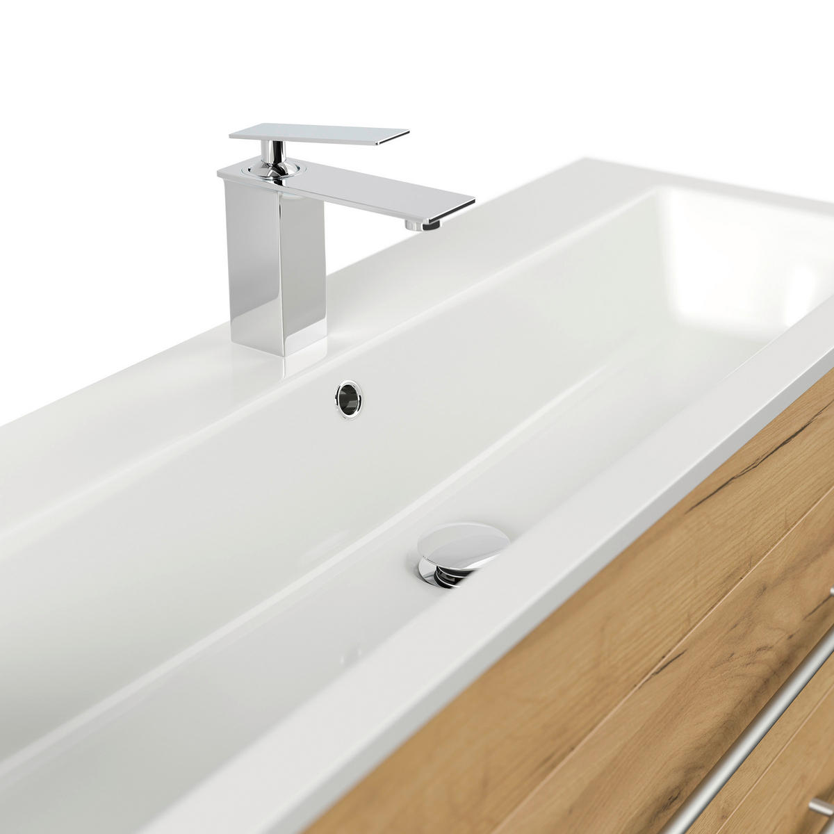 BADEZIMMER  in 100 cm  - Eichefarben/Silberfarben, MODERN, Keramik/Holzwerkstoff (100cm) - MID.YOU