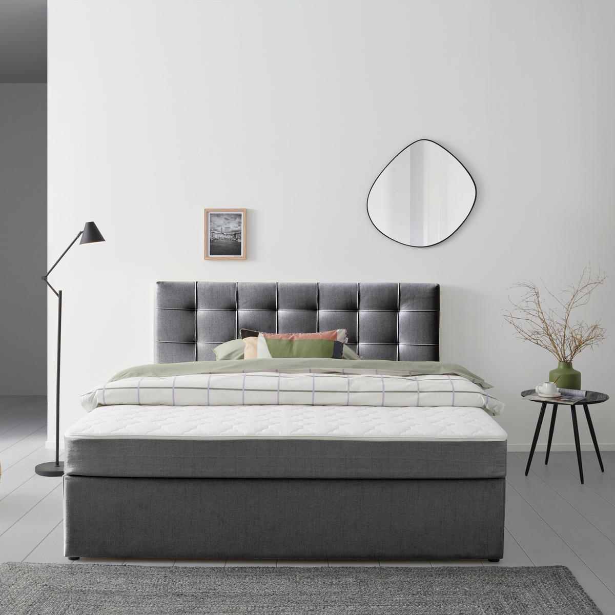 BOXBETT 200/200 cm,  in Graphitfarben,  - Graphitfarben, MODERN, Holz/Textil (200/200cm) - MID.YOU