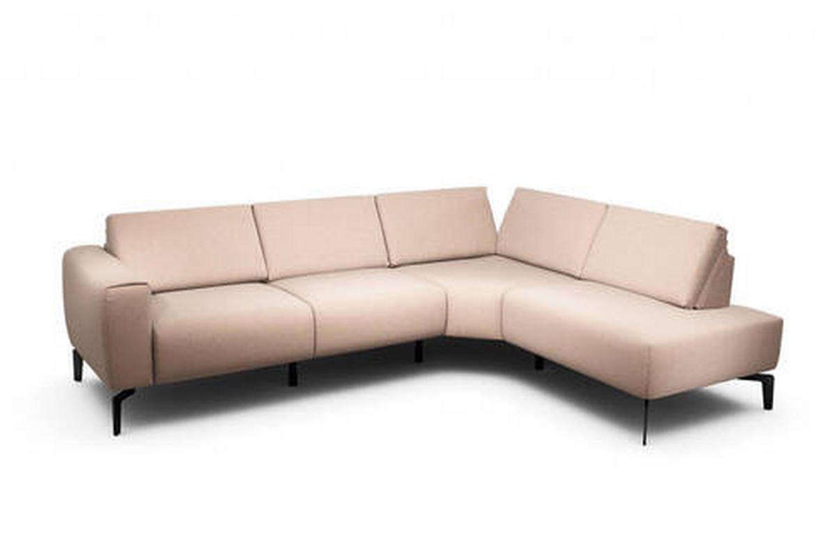 ECKSOFA Cosy Rosa Samt  - Schwarz/Rosa, Design, Textil/Metall (256/193cm) - SENSOO