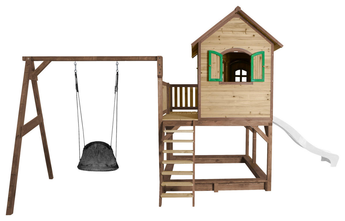 SPIELTURM 613/291/277 cm  - Braun/Weiß, KONVENTIONELL, Holz (613/291/277cm) - Ambia Garden