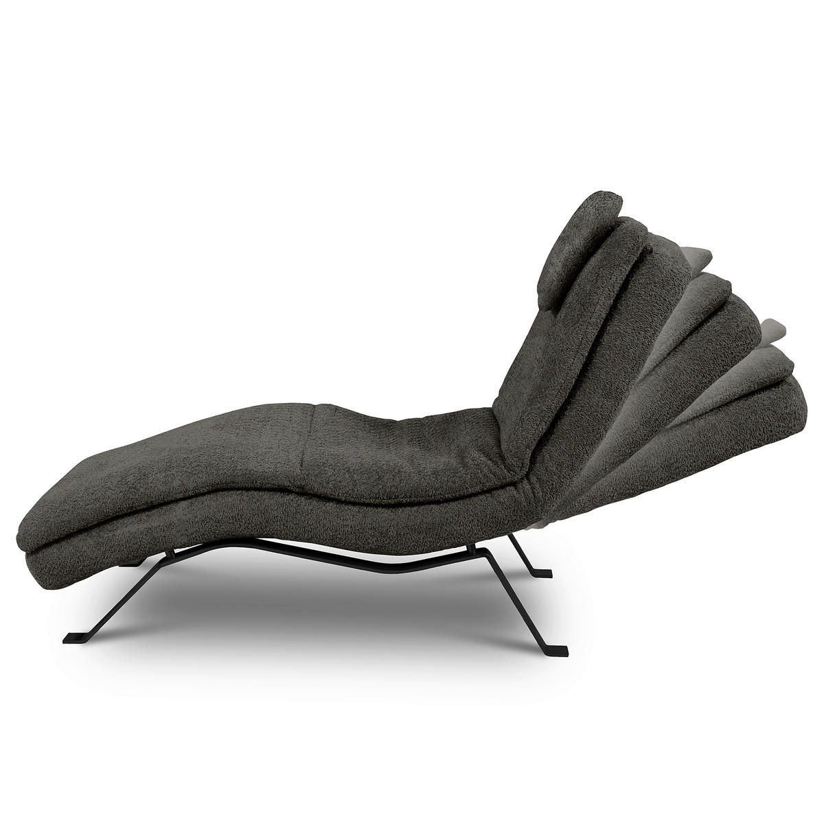 RELAXLIEGE Echtleder Anthrazit  - Anthrazit/Schwarz, Design, Leder/Metall (65/95/171cm) - Celina Home