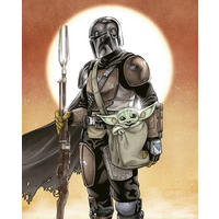 FOTOTAPETE THE MANDALORIAN AND GROGU  - Grau Hochglanz, Design, Textil (200/250cm) - Star Wars