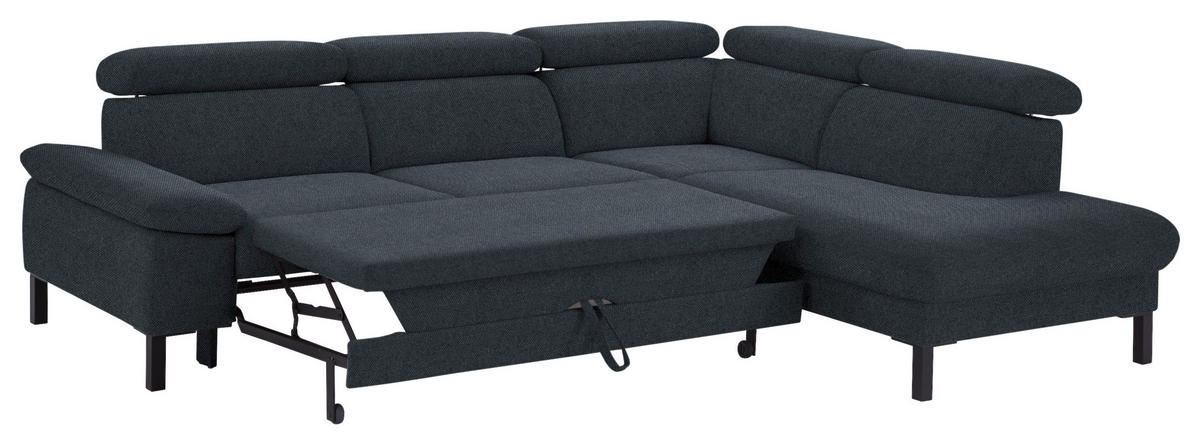 ECKSOFA in Flachgewebe Anthrazit  - Anthrazit/Schwarz, Design, Holzwerkstoff/Textil (272/217cm) - Pure Home Comfort