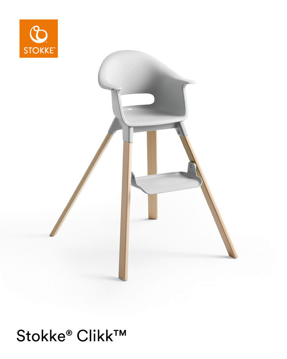 STOLČEK ZA HRANJENJE  Clikk  56/69/59 cm         barve bukve, svetlo siva  - barve bukve/svetlo siva, Basics, umetna masa/les (56/69/59cm) - Stokke