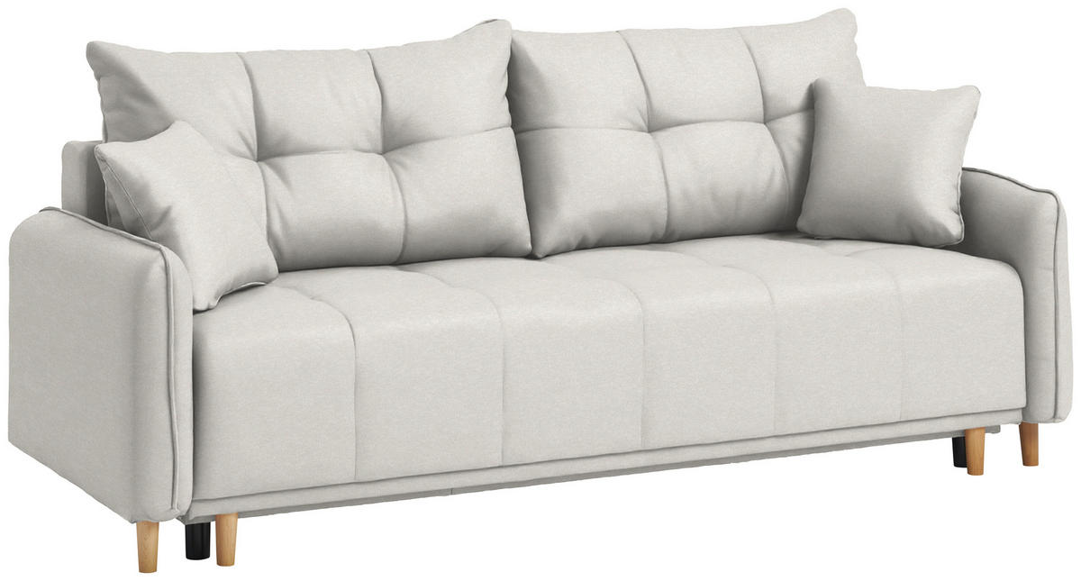 SCHLAFSOFA  in Chenille Creme  - Buchefarben/Creme, Design, Holz/Textil (217/97/101cm) - Carryhome