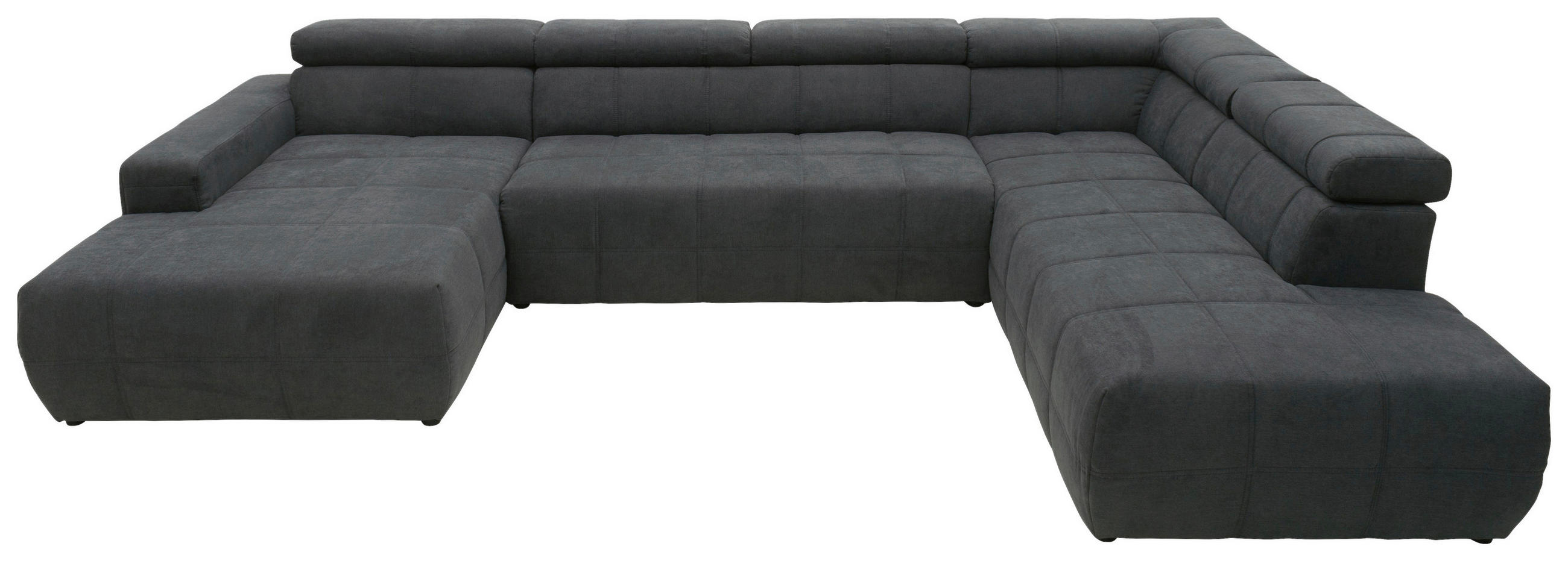 WOHNLANDSCHAFT Dunkelgrau Mikrofaser - Dunkelgrau/Schwarz, Design, Kunststoff/Textil (175/359/228cm) - MID.YOU