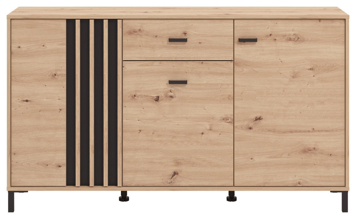 ŠIROKÁ KOMODA, čierna, dub artisan, 157/90/40 cm - čierna/dub artisan, Basics, kompozitné drevo/plast (157/90/40cm) - Hom`in