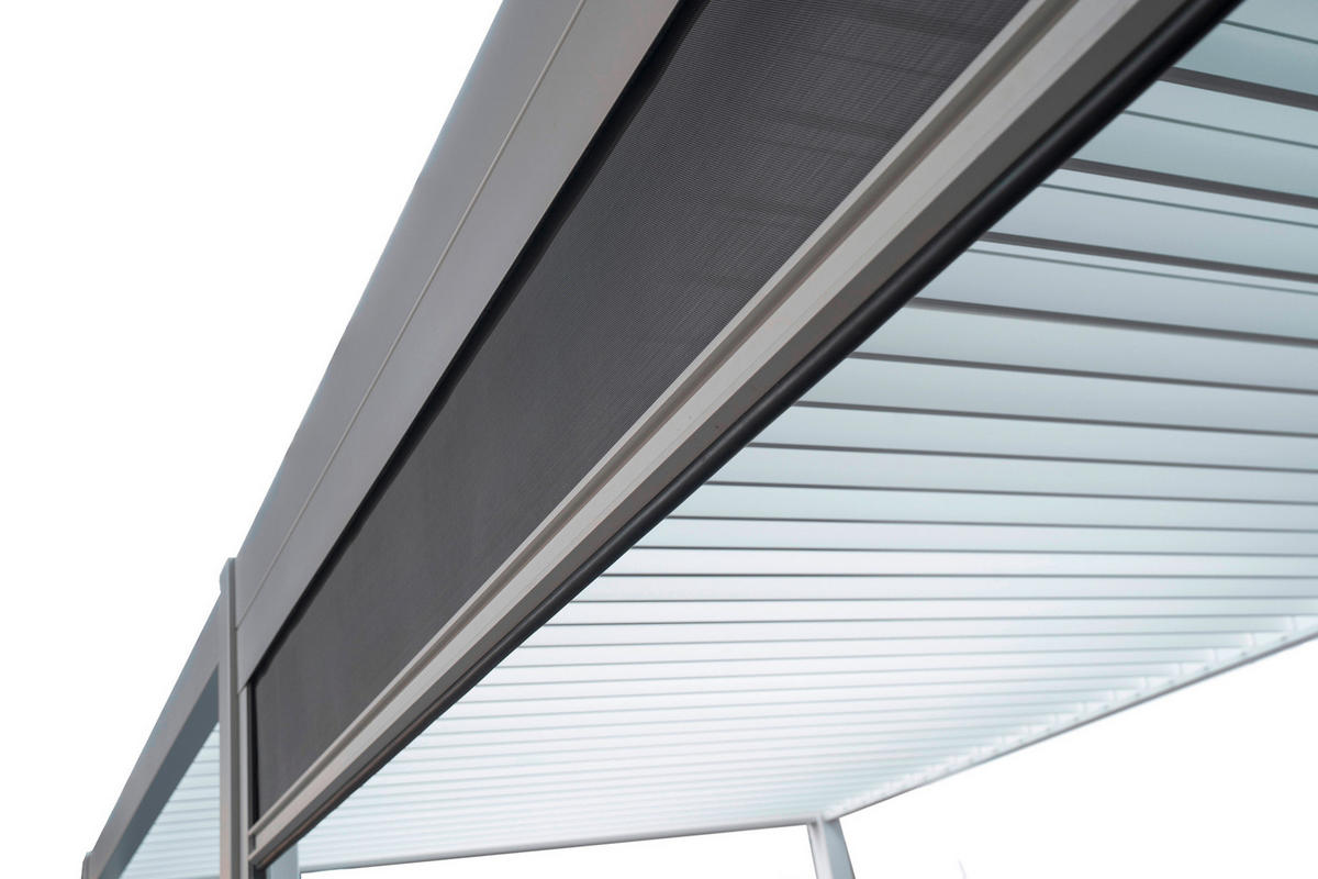 PERGOLA-ROLLO 400/250/10 cm  - Weiß/Grau, MODERN, Textil/Metall (400/250/10cm) - Gardenson