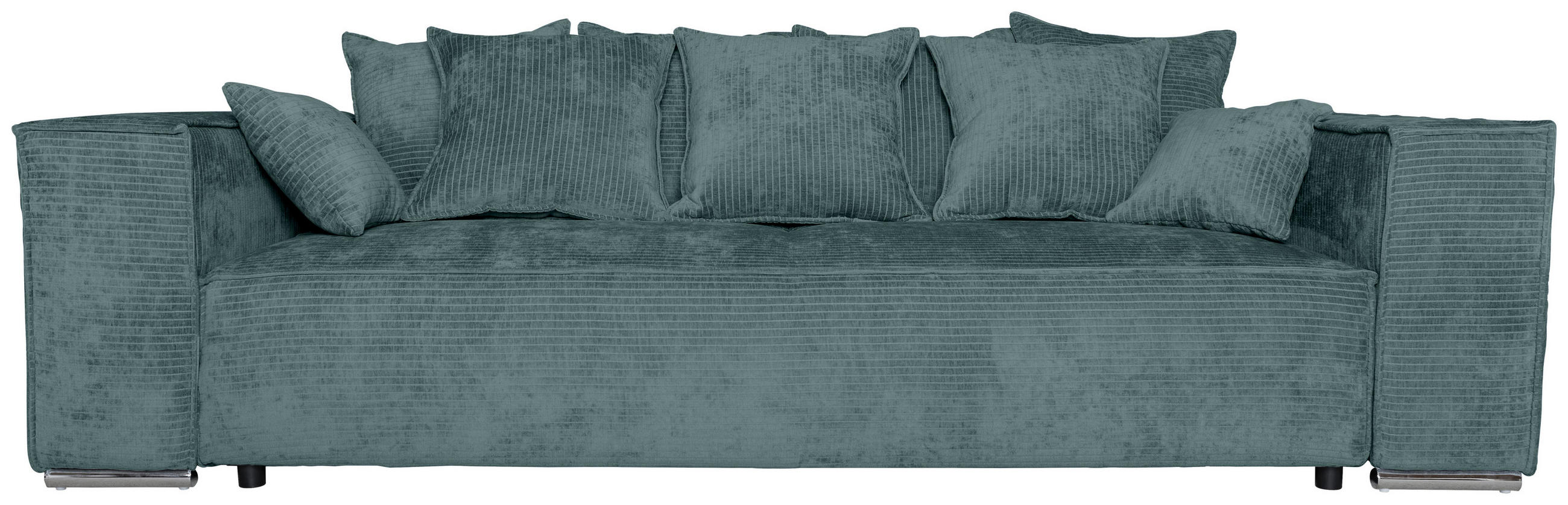BIGSOFA Flachgewebe Blau  - Chromfarben/Blau, KONVENTIONELL, Textil/Metall (256/68/122cm) - Carryhome