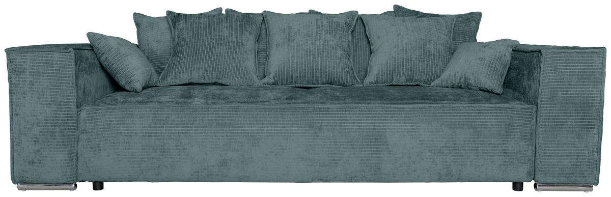 BIGSOFA Flachgewebe Blau  - Chromfarben/Blau, KONVENTIONELL, Textil/Metall (256/68/122cm) - Carryhome