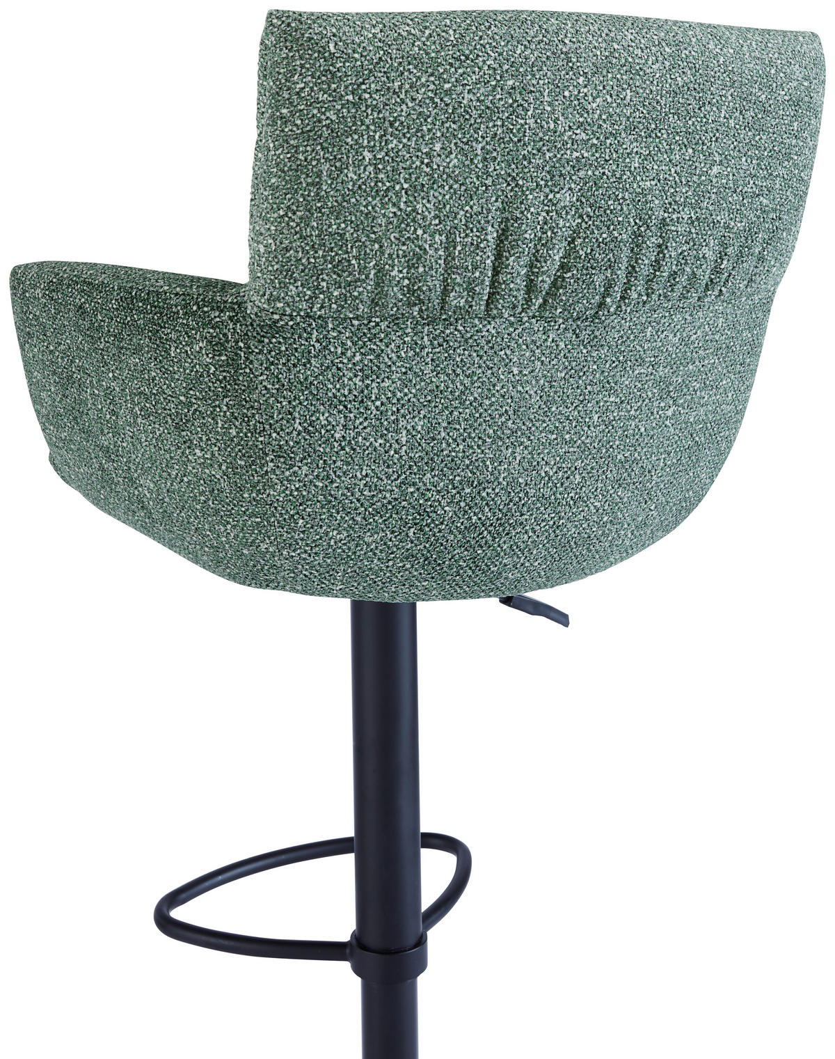 BARHOCKER Leinenoptik Olivgrün Eisen Sitzfläche 360° drehbar, automatische Rückholfunktion  - Schwarz/Olivgrün, Design, Textil/Metall (58/88-112/58cm) - Dieter Knoll