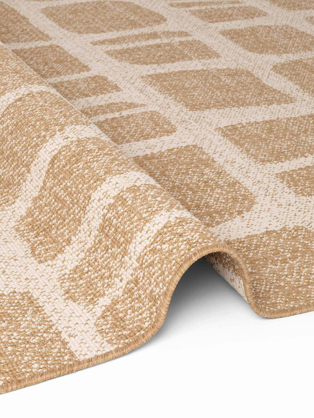 FLACHWEBETEPPICH 160/230 cm Haringey Weiß, Sandfarben rechteckig  - Sandfarben/Weiß, Design, Kunststoff (160/230cm)