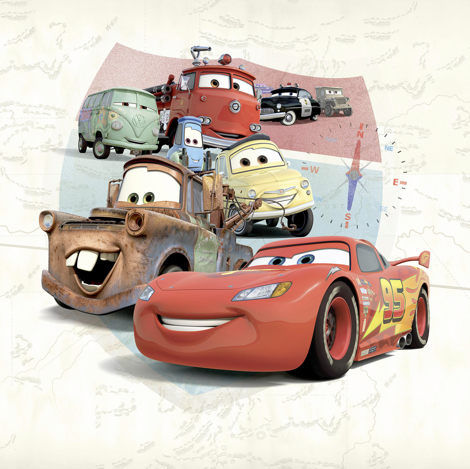 FOTOTAPETE CARS OPEN ROAD  - Naturfarben, Design, Textil (250/250cm) - Disney