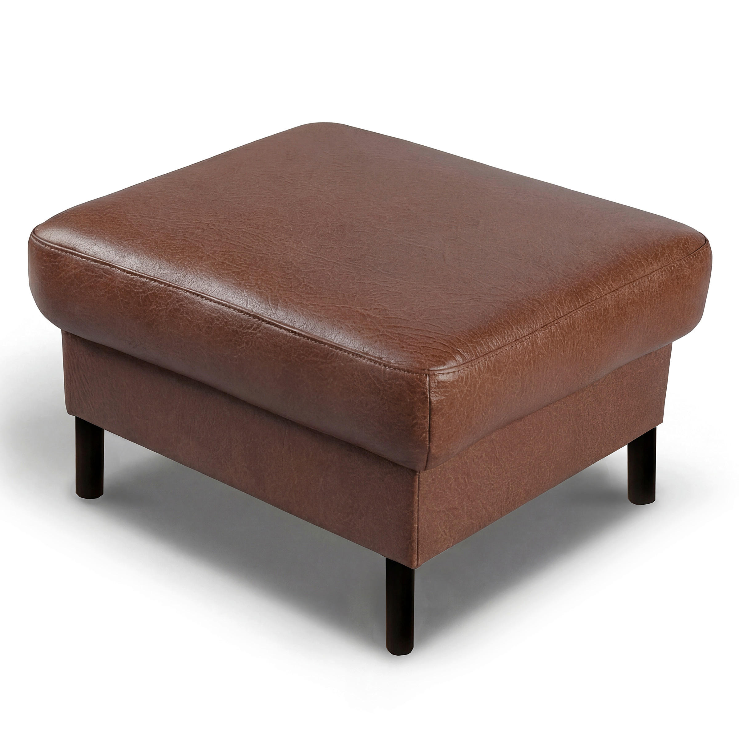 HOCKER in Leder Braun  - Schwarz/Braun, Design, Leder/Metall (70/48/60cm) - Livetastic