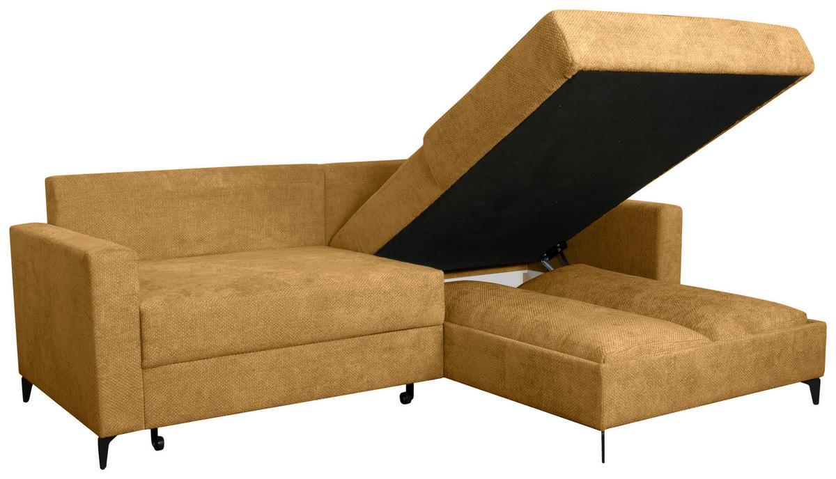ECKSOFA Orange Struktur  - Schwarz/Orange, KONVENTIONELL, Textil/Metall (230/164cm) - Carryhome