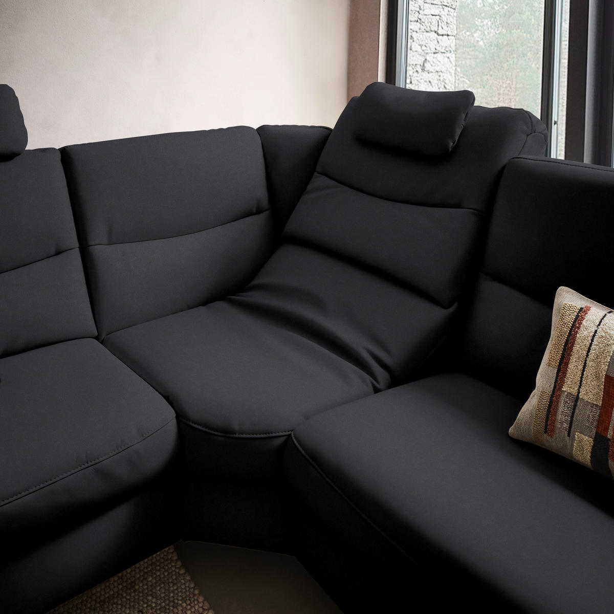 ECKSOFA  in Echtleder Schwarz  249/280 cm  - Anthrazit/Schwarz, Design, Leder/Metall (249/280cm) - Himolla Komfortklass
